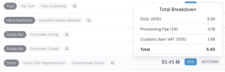 Inline Customs Calculations